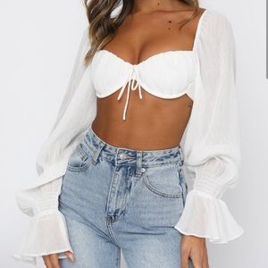 White Fox Boutique Memorable Moment Long Sleeve Crop Top
